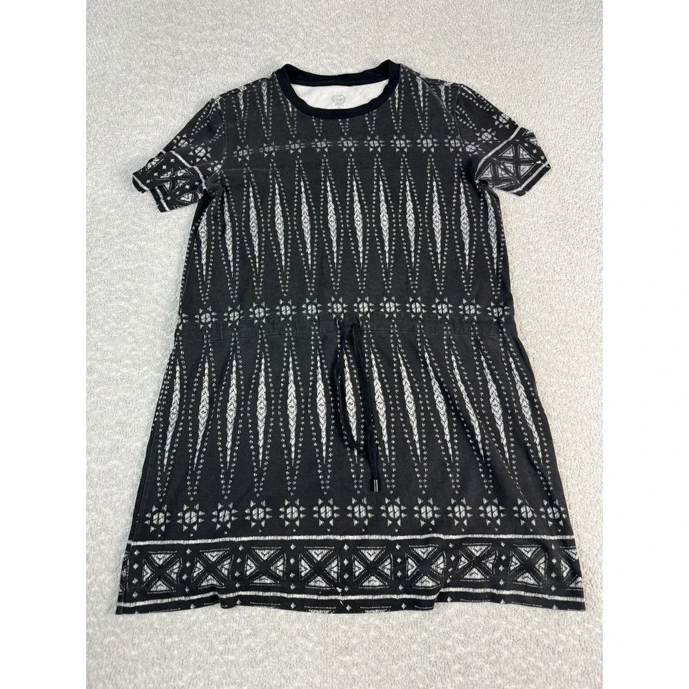 Tory Burch Dress Womens XS Black‎ Geometric Pima Cotton T-Shirt Casual Mini